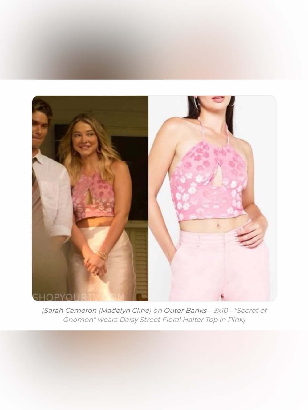ASO Sarah Cameron Daisy Street Pink Halter Tank Top